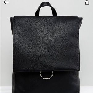 Black Leather Ring Backpack